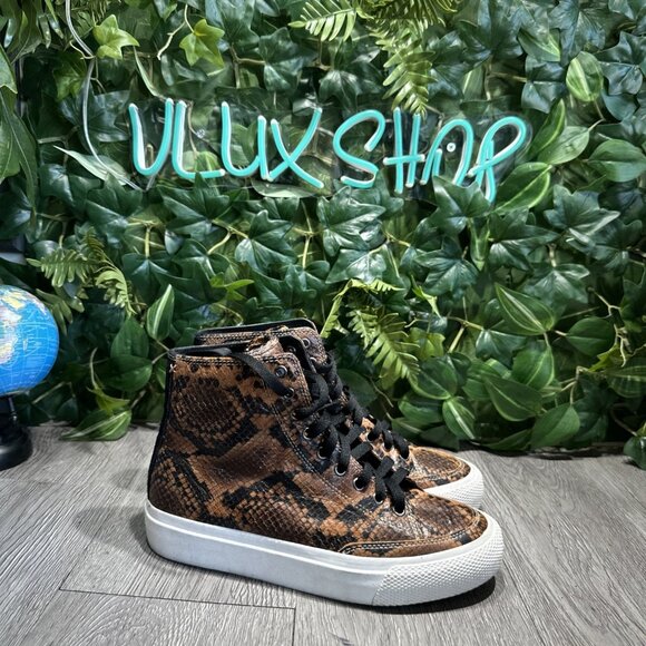 Rag & Bone Python Snake Hugh Top Sneakers Shoes Size 37 US 7 Women's - Picture 1 of 11